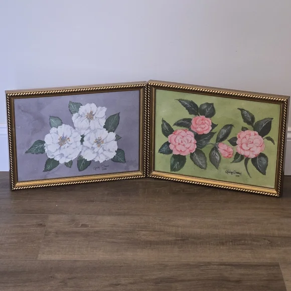 Vintage Watercolor Botanical Custom Framed Artwork Signed By Artist - Picture 2 of 11